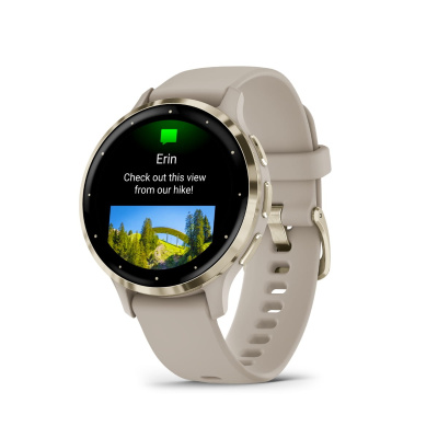 Garmin Venu 3s - 41 мм | Soft gold stainless steel bezel with French grey case and silicone band