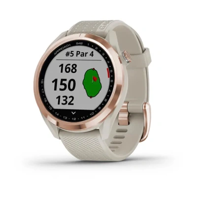 Garmin Approach S42 | Rose Gold with Light Sand Band