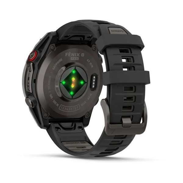 GARMIN  FENIX 8 PRO – 47 mm, AMOLED, Sapphire, Carbon Gray DLC Titanium with Black/Pebble Gray Silicone Band 010-03198-01 от прозводителя Garmin