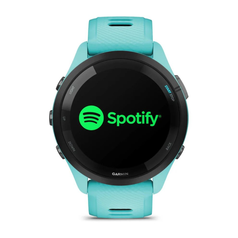 Garmin Forerunner 265 - 46 мм | Black Bezel with Aqua Case and Aqua/Black Silicone Band