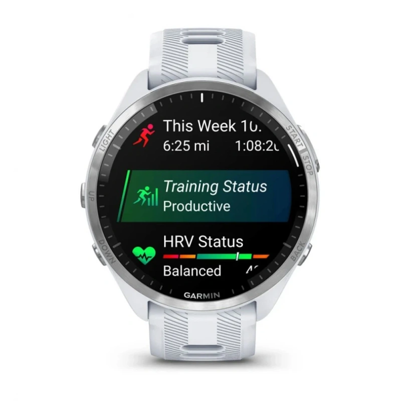 Garmin Forerunner 965 - | Titanium Bezel with Whitestone Case and Whitestone/Powder Grey Silicone Band