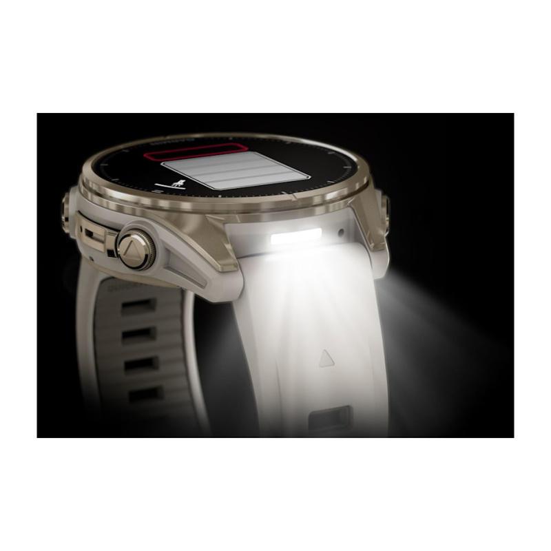 Garmin Fenix 8 - 43 мм AMOLED | Sapphire | Soft Gold with Fog grey/dark sandstone silicone band