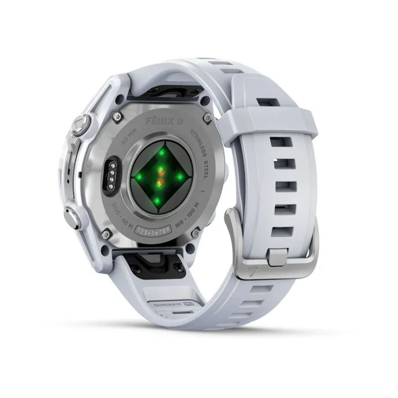 Garmin Fenix 8 - 43 мм AMOLED | Silver with Whitestone silicone band