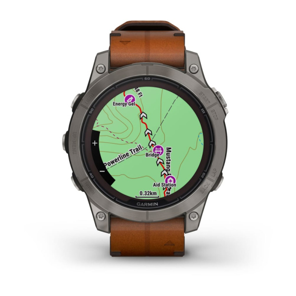 Garmin Fenix 7 Pro - 47 мм SOLAR | SAPPHIRE | Titanium with Chestnut Leather Band